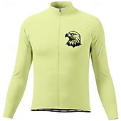 voordelige Heren shirts-Voor heren Wielrenshirt Lange mouw Winter Fietsen T-shirt Shirt met 3 achterzakken Bergracen Ademend Sneldrogend Anatomisch ontwerp Lampenkatoen Donker roze Wit Roze Adelaar Sport Kleding