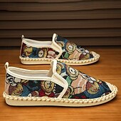 cheap Men&#039;s Slip-ons &amp; Loafers-Men&#039;s Animal Print Canvas Espadrille Slip-On Shoes with Jute Rope Sole – Comfortable Casual Summer Footwear