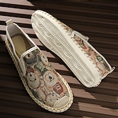 cheap Men&#039;s Slip-ons &amp; Loafers-Men&#039;s Animal Print Canvas Espadrille Slip-On Shoes with Jute Rope Sole – Comfortable Casual Summer Footwear