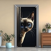 cheap Door Covers-Cute Cats Door Decorations Door Covers Animal Hide and Seek Door Tapestry Door Curtain Decoration Backdrop Indoor/Outdoor Door Banner for Front Door Farmhouse Peekaboo