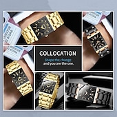 cheap Quartz Watches-New Stainless Steel Fashion Trend Men&#039;S Quartz Watch Calendar Waterproof Simple Leisure Sports Automatic Non-Mechanical Square Watch