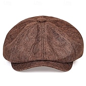 billiga Huvudbonader för herrar-Herr Platt mössa Ascot hatt Newsboy hatt Svart Brun Polyester Mode Ledigt Gata Dagligen Slät Andningsfunktion