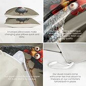 economico 100% cotone-set copripiumino con stampa divertente di gallo, 100% cotone, tessuto morbido e traspirante, include copripiumino e federe, ipoallergenico e delicato sulla pelle, lavabile in lavatrice, resistente, confortevole