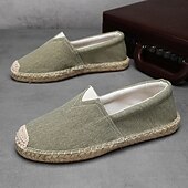 cheap Men's Slip-ons &amp; Loafers-Men's Red Canvas Espadrille Slip-On Shoes with Jute Rope Sole – Comfortable Summer Footwear