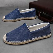 cheap Men's Slip-ons &amp; Loafers-Men's Red Canvas Espadrille Slip-On Shoes with Jute Rope Sole – Comfortable Summer Footwear