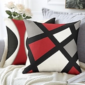 billige geometrisk stil-geometrisk pynteputetrekk 1stk mykt firkantet putetrekk putetrekk til soverom stue sofa sofastol svart rød grå