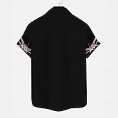 economico Geometrica-Per uomo Linea Maglietta informale Camicia con bottoni Manica corta Informale Casual Informale Estate Primavera Collo ripiegabile Abbottonare Nero