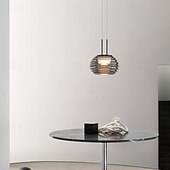 baratos Luzes pendentes-moderno minimalista listrado redondo alumínio vidro led pingente luz 110-240v