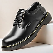 economico Semi-formale-scarpe stringate da uomo in similpelle nera con cuciture gialle, resistenti sneakers casual per il lavoro e l&#039;uso quotidiano