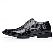 economico Formale-scarpe eleganti da uomo in similpelle con motivo coccodrillo marrone – calzature formali con lacci e design strutturato per lavoro e matrimoni