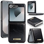 Χαμηλού Κόστους Samsung Θήκη-τηλέφωνο tok Για Samsung Galaxy Z Flip 6 Πίσω Κάλυμμα με βάση στήριξης Μαγνητική Υποστήριξη ασύρματης φόρτισης Ρετρό TPU PU δέρμα