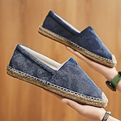 cheap Men's Slip-ons &amp; Loafers-Men's Red Canvas Espadrille Slip-On Shoes with Jute Rope Sole – Comfortable Summer Footwear