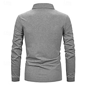 preiswerte Klassisches Poloshirt für Herren-Herren Golfhemd Golf Poloshirts Arbeit Casual Kargen Langarm Basic Modern Farbblock Patchwork Knopf Frühling &amp; Herbst Regular Fit Königliches Blau Blau Dunkelgrau Khaki Hellgrau Hellblau Golfhemd