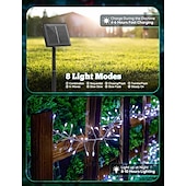 abordables Guirlandes solaires-Guirlande lumineuse solaire de 6 m, 200 LED, blanc chaud, blanc froid, bleu, guirlande lumineuse en fil de cuivre EL 5 mm, lumières de vacances 3 V à énergie solaire, 1 ensemble
