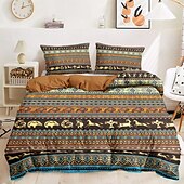 halpa 100% puuvillaa-eläinten boheemityylinen pussilakanasetti 100% puuvillaa pehmeä hengittävä kangas boho eläinprintit pussilakana ja tyynyliinat hypoallergeeniset ihoystävällinen kestävä haalistumaton täydellinen boho-makuuhuoneeseen