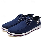 cheap Men&#039;s Sneakers-Men&#039;s Light Gray Canvas Lace-Up Casual Shoes with Contrast Trim – Stylish Lightweight Footwear for Travel, Work, and Daily Wear