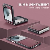 cheap Samsung Cases-Phone Case For Samsung Galaxy Z Flip 6 Z Flip 5 Back Cover Magnetic Support Wireless Charging Card Slot Retro TPU PU Leather