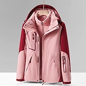 cheap Fleece &amp; 3 in 1 Jackets-Women&#039;s Softshell Jacket Hiking Jacket Winter Outdoor Windproof Water Resistant 3-in-1 Jacket Fleece Jackets Windbreaker Jacket Traveling Black Ivory Pink Green
