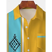 economico Camicia da Bowling da Uomo-Per uomo Blocco di colori Etnico Camicia da Bowling Camicia con Bottoni Maniche Corte Artistico Casual Confortevole All&#039;aperto Vacanza Streetwear Primavera &amp; Estate Colletto a Camicia Stampa Giallo