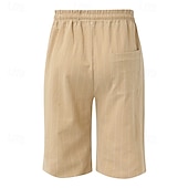 baratos Feriado-Homens Calção Shorts de linho Shorts de verão Shorts de praia Bolsos Com Cordão Cintura elástica Listra Conforto Respirável Comprimento do joelho Ao ar livre Feriado Praia Férias Casual Preto Branco