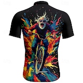billiga Tröjor för män-Herr Cykeltröja Grafisk Kortärmad Cykel T-shirt Tröja med 3 bakfickor Bergscykling Snabb tork Anatomisk design Uppsugande Andningsfunktion sporter Svart Kaki Kläder