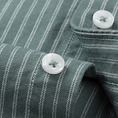 economico Camicie Elite da Uomo-Per uomo Camicia a righe Nero Blu Verde Grigio chiaro Manica Lunga A righe Colletto a Camicia Scuola Matrimonio Abbigliamento 100% Cotone Vacanza Vintage Neutro Moda