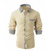 preiswerte Button-Down-Hemden für Herren-Herren Hemd Oberhemd Knopfhemd Farbblock Hochzeit Party Schwarz Weiß Rosa Orange Langarm Kargen Frühling &amp; Herbst Bekleidung Patchwork