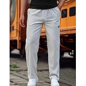 cheap Slim-Men&#039;s Trousers Casual Pants Pocket Drawstring Elastic Waist Plain Comfort Soft Full Length Outdoor Casual Daily Fashion Streetwear Black Green