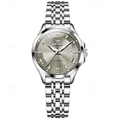 levne Quartz hodinky-olevs značka olevs dámská móda mechanické hodinky svítící kalendář módní trend římský ciferník quartz hodinky jednoduché volnočasové voděodolné sportovní dámské náramkové hodinky drahokamy