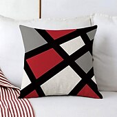 cheap Geometric Style-Argyle Pattern Decorative Toss Pillows Cover 1PC Soft Square Cushion Case Pillowcase for Bedroom Livingroom Sofa Couch Chair Black Grey White Red