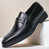 cheap Semi-Formal-Men&#039;s Black and White Faux Leather Loafers with Cut-Out Strap Detail - Elegant Slip-On Shoes for Formal and Business Attire