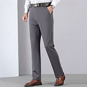 preiswerte Schlank-Herren Abschlußfeier Anzughose Hose Chinos Knöpfe Tasche Einfarbig Komfort Formell Party Arbeit Mode Klassicher Stil Schwarz Wein Mikroelastisch