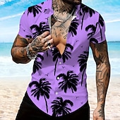 olcso Trópusi növények-Férfi Kókuszpálma Alkalmi ing Hawaii ing Aloha ing Rövid ujjú Hawaii Üdülő Vakáció Hétköznapi Fehér Medence Bíbor Lóhere