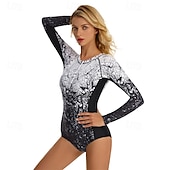 abordables Rash Guards de Una Pieza-Mujer Camiseta Protección Solar Surf Traje de baño Impreso Cremallera delantera Licra Protección solar UV UPF50+ Secado rápido Manga Larga Body Traje de baño Surf Playa Deportes acuáticos Verano