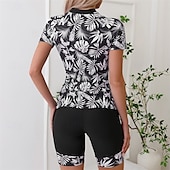 abordables Lycra de surf-Femmes Maillot de Bain Rash Guard Protection Solaire UV Respirant Séchage Rapide manche longue Maillot de Bain Maillot de bain 2 pièces ​fermeture éclair sur le devant Natation Surf Sports Nautiques