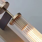 economico Luci da parete-applique da parete con paralume in cristallo moderno a doppia testa lampada da parete in metallo a led specchio da bagno illuminazione frontale lampada da parete per soggiorno corridoio hotel e