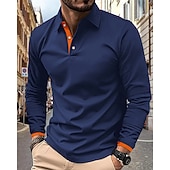  Homens Camisa de golfe Camisas Polos de Golfe Casual Trabalho Lapela Manga Longa Básico Moderno Tecido Botões Primavera & Outono Normal Branco Vermelho Azul Marinha Camisa de golfe