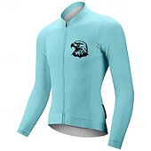 voordelige Heren shirts-Voor heren Wielrenshirt Lange mouw Winter Fietsen T-shirt Shirt met 3 achterzakken Bergracen Ademend Sneldrogend Anatomisch ontwerp Lampenkatoen Donker roze Wit Roze Adelaar Sport Kleding