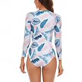 economico Rash Guards Interi-Per donna Top sottomuta Costume Intero Floreale Patchwork Stampato Cerniera Frontale Asciugatura Rapida Leggero Traspirante Manica Lunga Body costume da bagno Surf Spiaggia Sport Acquatici Estate