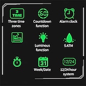 Недорогие Цифровые часы-SANDA Мужчины электронные часы На открытом воздухе Мода Повседневные часы Наручные часы Светящийся будильник С тремя часовыми поясами Календарь ТПУ Часы