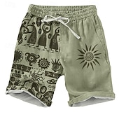 cheap Retro Vintage &amp; Ethic-Men&#039;s Sun Ethnic Kokopelli Shorts Beach Shorts Casual Shorts Mid Waist Vacation Streetwear Hawaiian Outdoor Casual Holiday Drawstring Side Pockets Designer Clothing Apparel