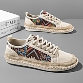 abordables Baskets Décontractées-baskets décontractées en toile pour hommes avec imprimé tribal et semelle en corde de jute – chaussures confortables au quotidien