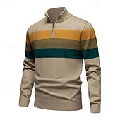 abordables Pull col rond-Homme Pull Pulls à quart de zip Pull en tricot A côtes Tricoter Hauts réguliers Tricoté Bloc de couleur Demi fermeture éclair Mode Décontractées Vacances Usage quotidien Vêtement Tenue Automne hiver