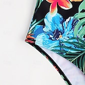 cheap One-pieces-Women&#039;s Swimwear One Piece Swimsuit Backless Zipper Vacation Tropical Floral Graphic Halter Neck Sleeveless Bathing Suits
