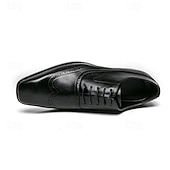 baratos Formal-sapatos oxford masculinos de couro sintético genuíno com bico fino – design brogue clássico, estilo formal, ideal para negócios, casamentos e ocasiões especiais