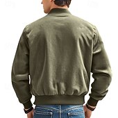 baratos Jaquetas de Suede Sintético-Homens jaqueta leve Jaqueta Bomber Jaqueta Carga Jaqueta de Transição Férias Diário Manter Quente Bolsos Outono &amp; inverno Tecido Moda Clássico Colarinho Chinês Padrão Preto Azul Marinha Azul Marron