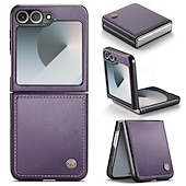 cheap Samsung Cases-Phone Case For Samsung Galaxy Z Flip 6 Z Flip 5 Back Cover Magnetic Support Wireless Charging Card Slot Retro TPU PU Leather