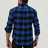 cheap Men&#039;s Shirt Jacket-Men&#039;s Shirt Summer Shirt Casual Shirt Beach Shirt Button Up Shirt Overshirt Yellow Blue Long Sleeve Plaid Lapel Vacation Hawaiian Button-Down Clothing Apparel Fashion Casual Comfortable