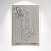 cheap Abstract Paintings-Hand painted White Minimalist Wall Art  Plaster Art  Matte Textured Wall Art Home Wall Art  Structure Abstract Painting  3D Art Home Decoration Frame Ready To Hang Or No Frame