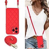 economico Cover per iPhone-telefono Custodia Per iPhone 15 Pro Max Plus iPhone 14 13 12 11 Pro Max Plus iPhone 13 12 11 Pro Max Per retro con cordino con cinturino da polso Resistente agli urti Retrò TPU pelle sintetica